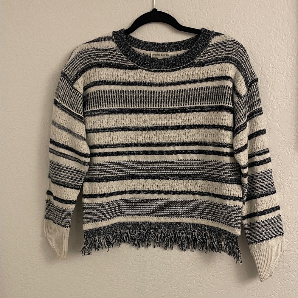 Moon River Textured Striped Sweater